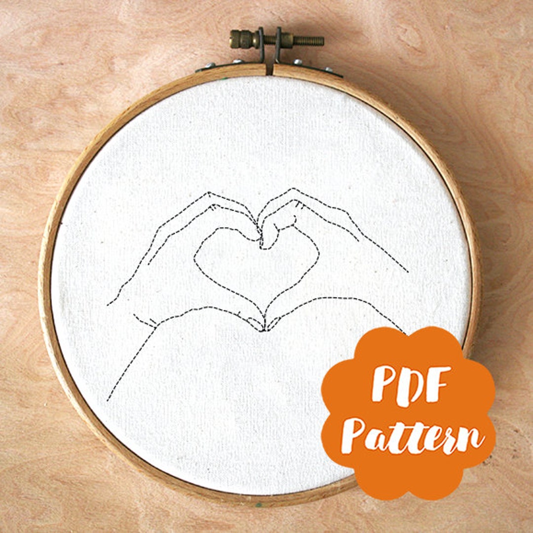 Heart Pattern PDF Embroidery Pattern Modern Download Minimalist ...