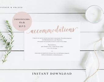 accommodation cards etsy wedding accommodation card template