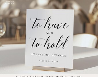 Wedding Favor Blanket sign template, to have and to hold sign, outdoor wedding, guest blanket favors sign printable, instant download PDF
