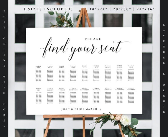 wedding seating chart sign seating plan template editable seating plan wedding seating plan elegant wedding printable seating plan editable seating chart template