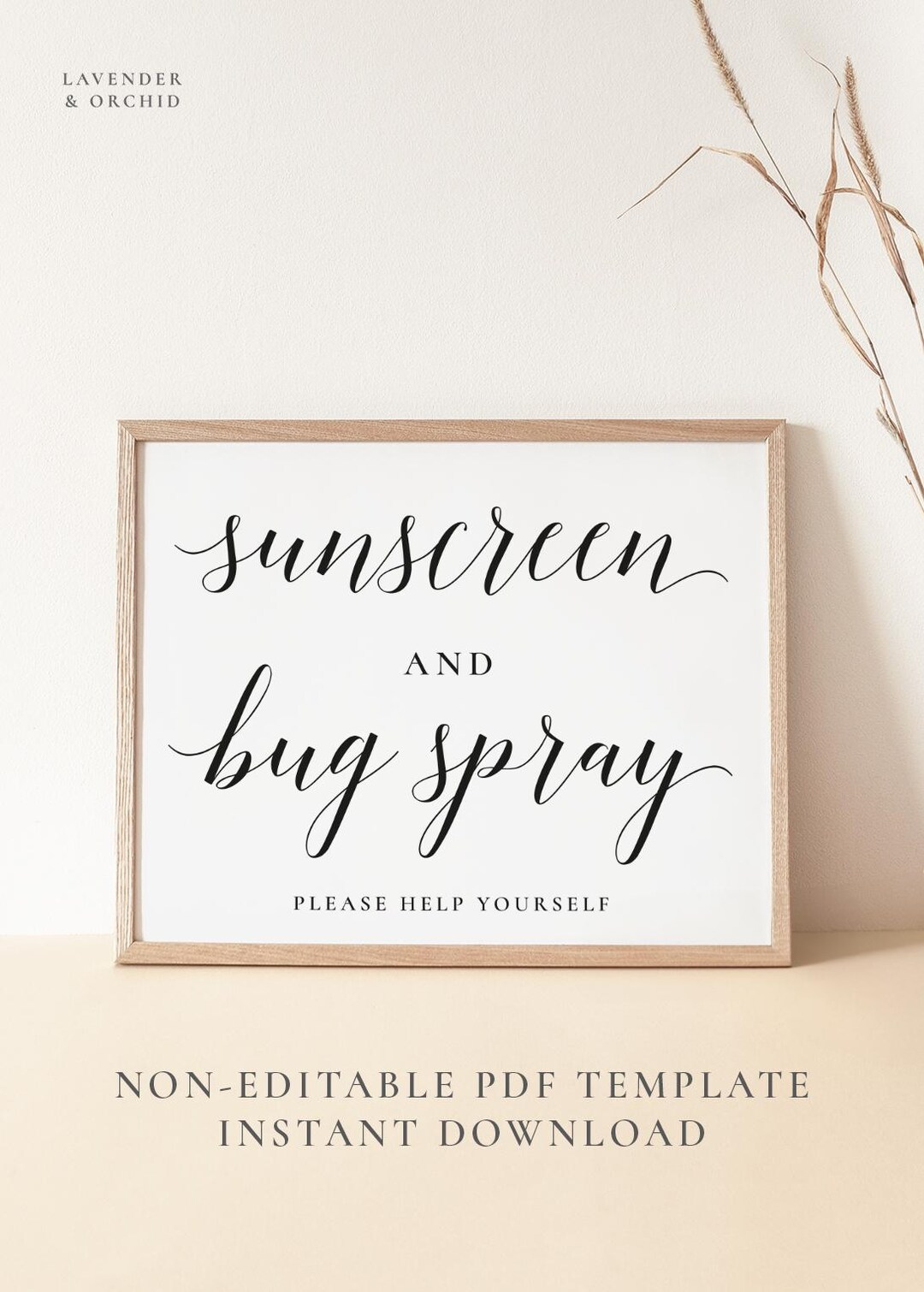 TALIA Printable Sunscreen and Bug Spray Sign, Outdoor Wedding Favors ...