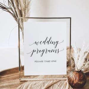 Printable Wedding programs sign, ceremony programs sign template, Ceremony Program Table Sign, Elegant Wedding Decor,  instant download PDF
