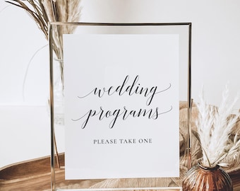 Printable Wedding programs sign, ceremony programs sign template, Ceremony Program Table Sign, Elegant Wedding Decor,  instant download PDF