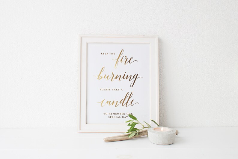 Gold Wedding favors sign Candle Favor sign template Wedding Etsy