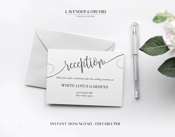wedding reception card reception card template wedding