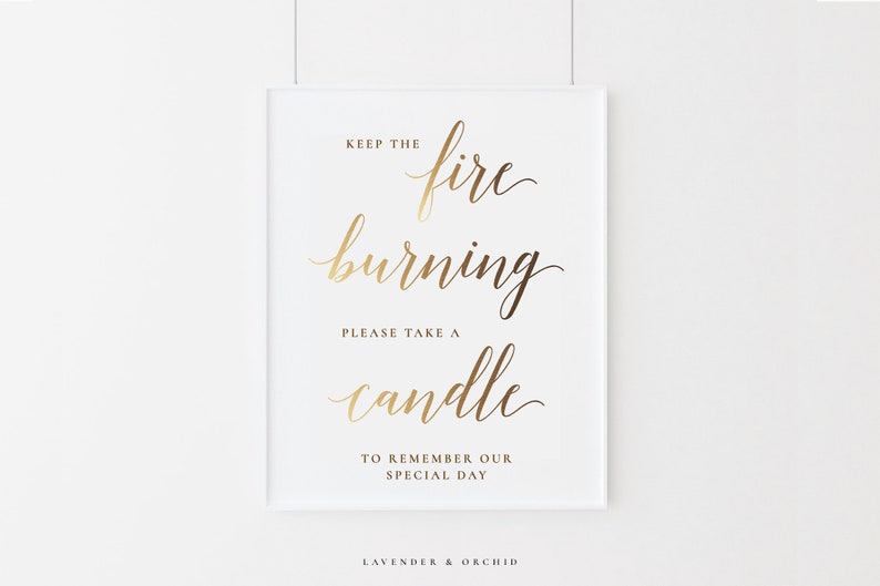 Gold Wedding favors sign Candle Favor sign template Wedding Etsy