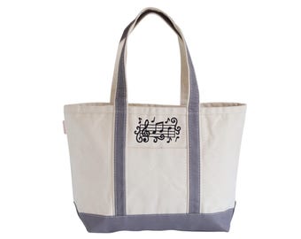 Music Tote Bag with Zipper and Optional Personalization, Gift for Music Teachers, Music Lovers, Choir Directors and Music Students
