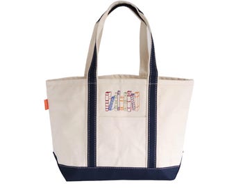 Bookish Canvas Tote Bag With Zipper and Optional Personalization, Library Book Bag, Book Lover Gift, Librarian Gifts for Readers