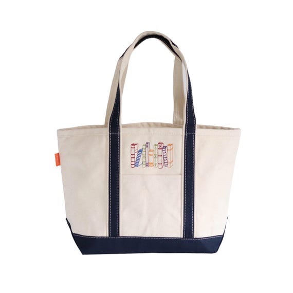 Bookish Canvas Tote Bag With Zipper and Optional Personalization, Library Book Bag, Book Lover Gift, Librarian Gifts for Readers