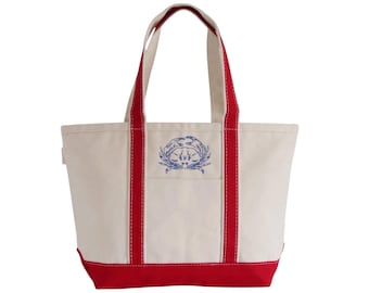 Coastal Crab, Lobster, Turtle or Octopus Tote Bag with Zipper and Pocket, Summer Seaside Gifts, Nautical Accessories