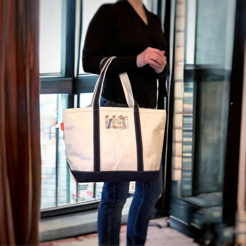 Bookish Canvas Tote Bag With Zipper and Optional Personalization, Library Book Bag, Book Lover Gift, Librarian Gifts for Readers image 18