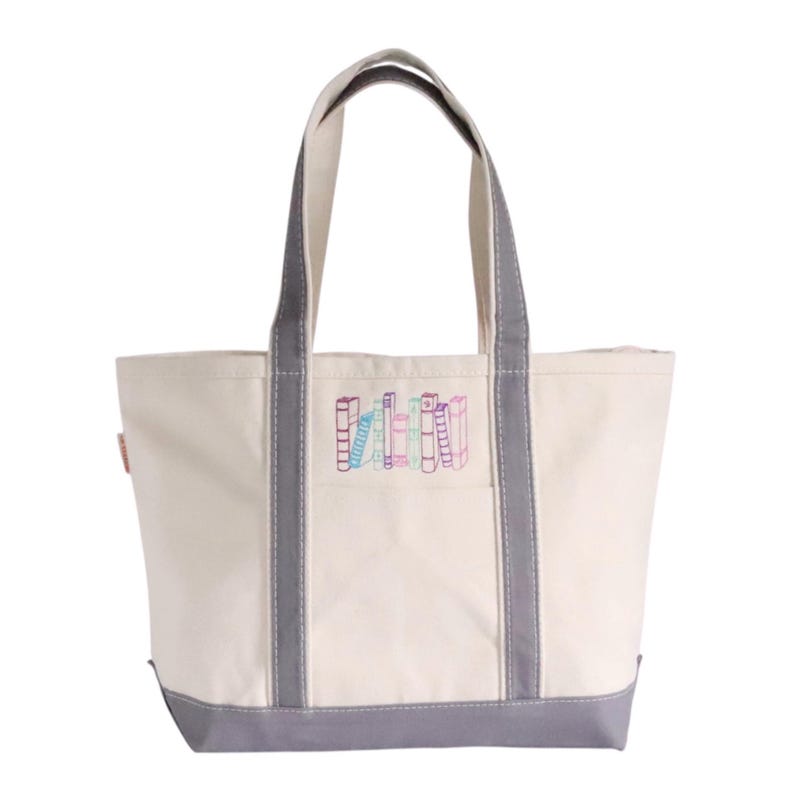 Bookish Canvas Tote Bag With Zipper and Optional Personalization, Library Book Bag, Book Lover Gift, Librarian Gifts for Readers image 13