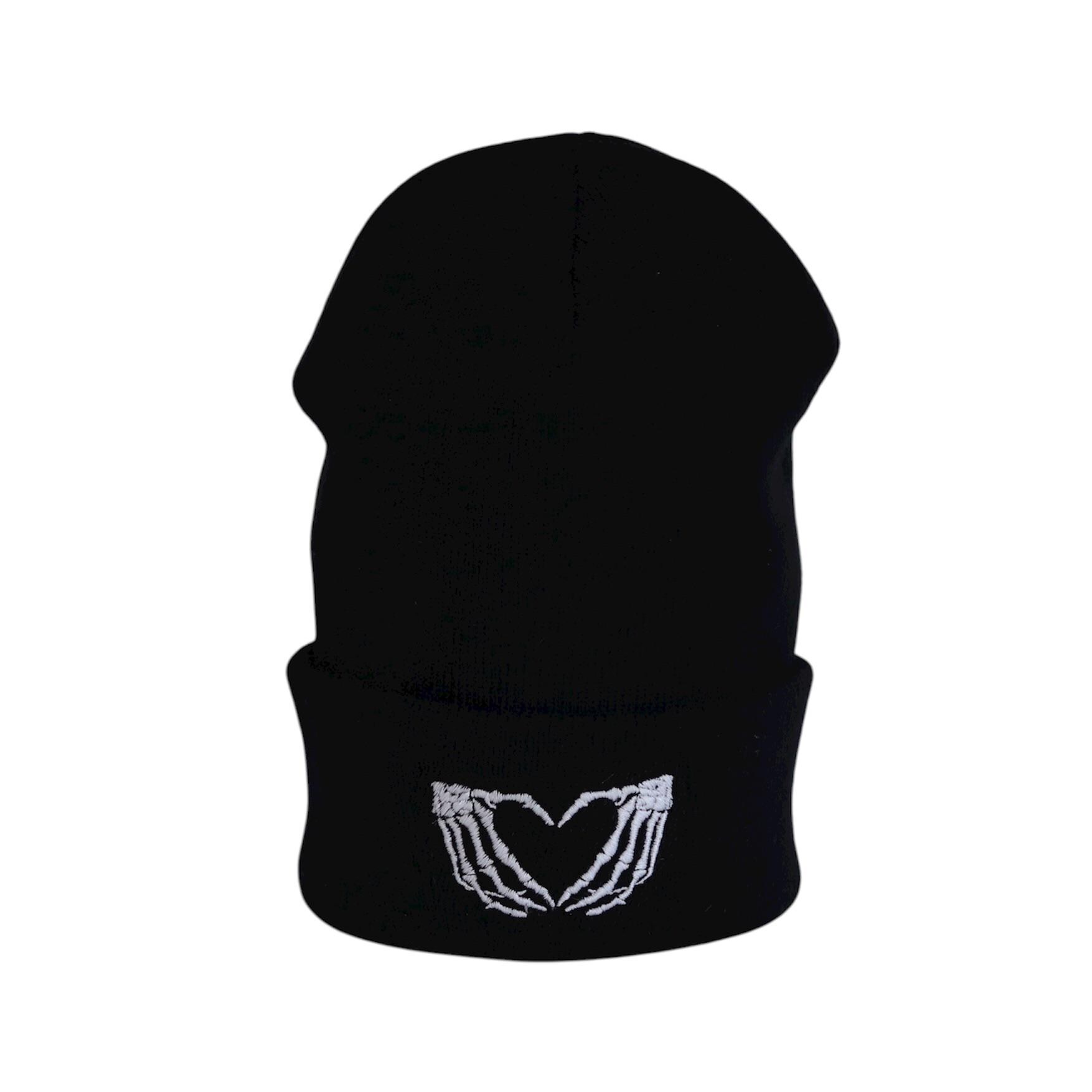 New Custom Designed Gray Beanie with Skeleton Hands Heart. Dead Chillin main image 4