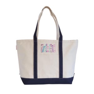 Bookish Canvas Tote Bag With Zipper and Optional Personalization, Library Book Bag, Book Lover Gift, Librarian Gifts for Readers image 8