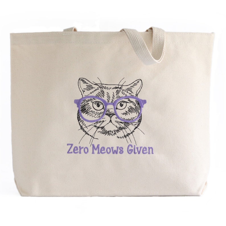 Zero Meows Given Tote Bag Cat Gifts for Cat Lovers Cat Tote Bag Cat Lover Gift for Women image 1