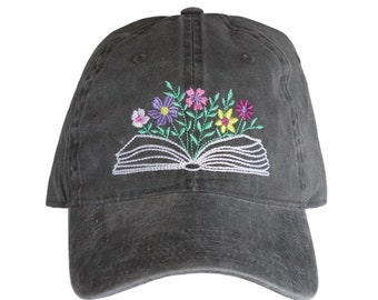 Floral Book Hat, Open Book With Flowers, Library Book Hat, Bookish Gifts for Women, Book Lover Gift, Librarian Gifts, Light Academia Merch