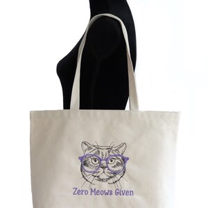 Zero Meows Given Tote Bag Cat Gifts for Cat Lovers Cat Tote Bag Cat Lover Gift for Women image 2