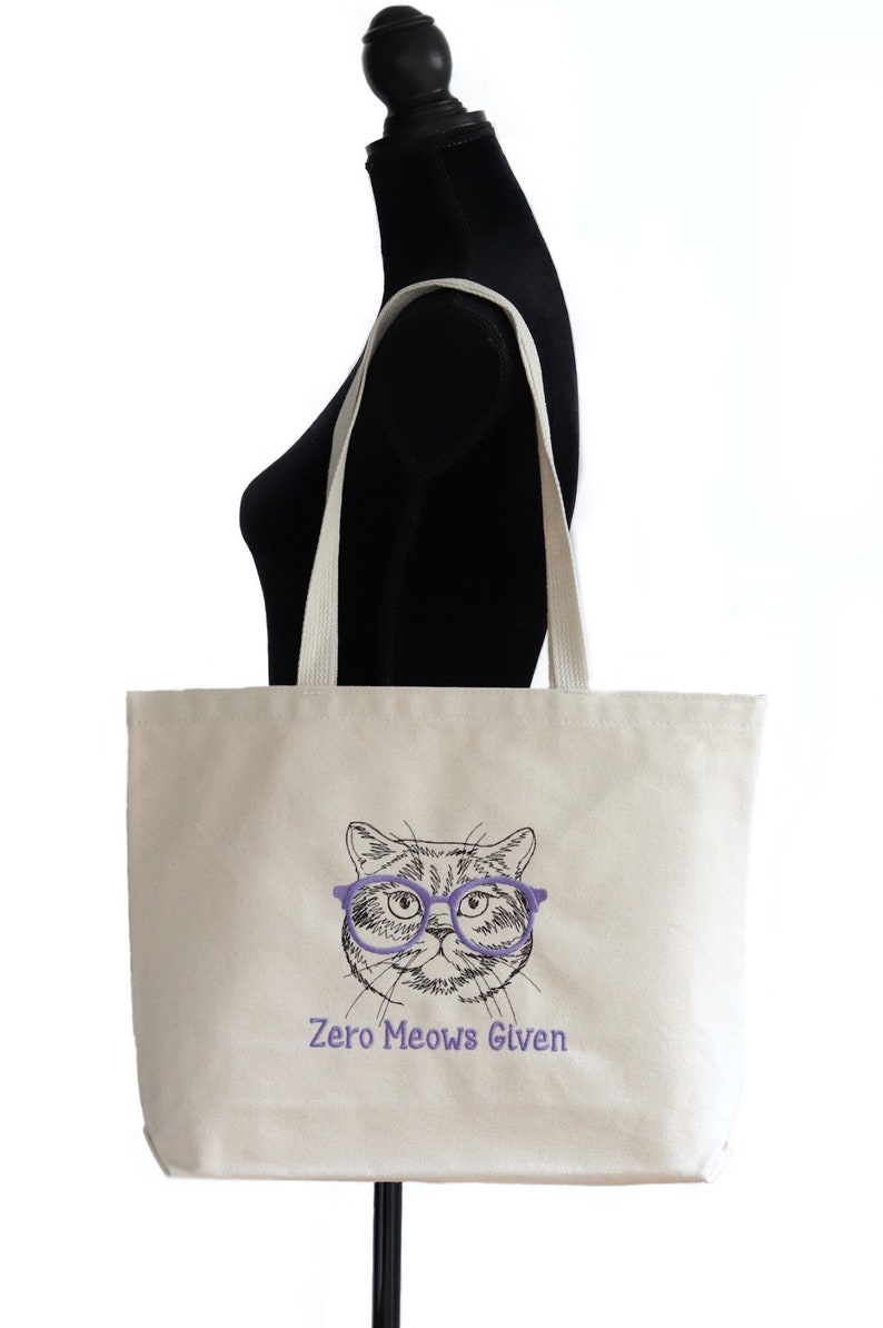 Zero Meows Given Tote Bag Cat Gifts for Cat Lovers Cat Tote Bag Cat Lover Gift for Women image 2