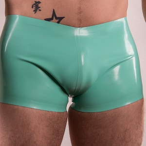 Rubber Men&#39;s Sport SHORTS, JADE GREEN 0.5mm medium weight latex