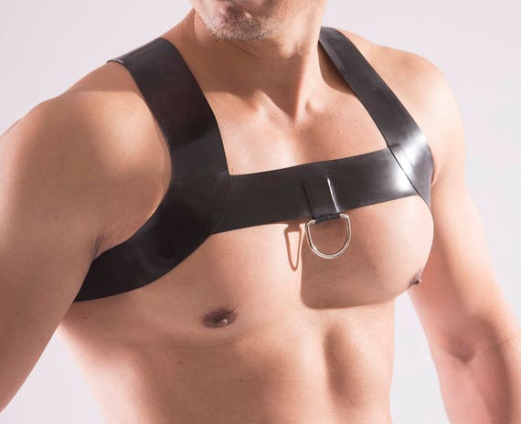 Men's Rubber Chest Harness With D-ring. 0.8mm Heavy Weight Latex