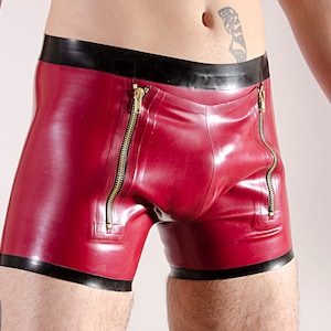 Rubber "Sailors" SHORTS, double zip front opening, 0.5mm medium weight latex