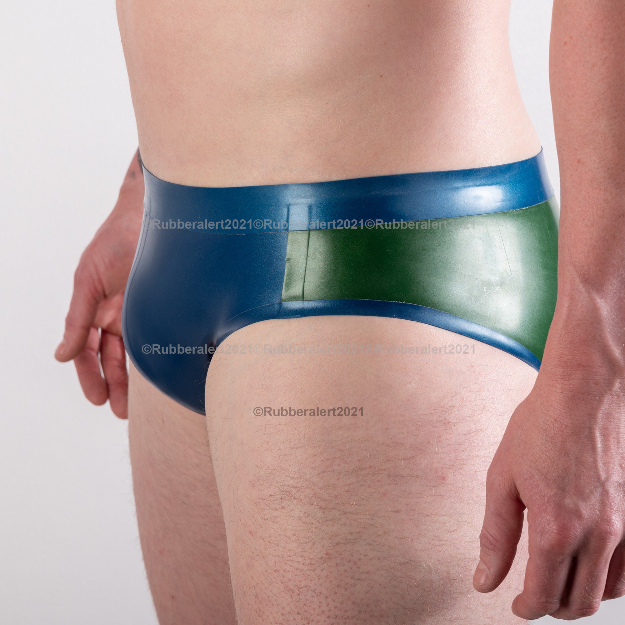 Full Back RUBBER BRIEFS, With Contrast Colour Front Panel, 0.5 Thickness  Latex 