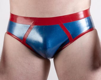 The Berlin: Latex Briefs with Contrast Waistband and Decorative Stripes  (0.5mm thickness latex)