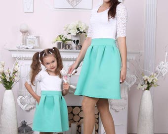 mom and daughter matching white dress