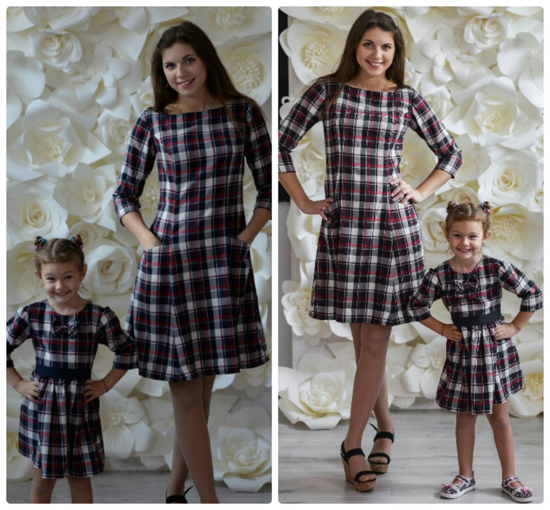 Plaid Mother daughter matching dress Tartan Winter warm wool Etsy