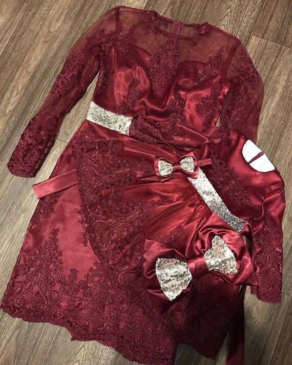 burgundy mommy and me dress