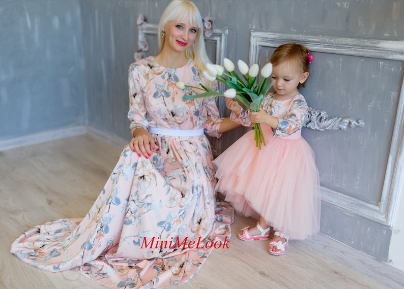 Mother Daughter Matching Dresses, Mommy And Me Outfits, Set Of Floral Dresses, Spring Photoshoot, 1st Birthday Dress, Summer Maxi Dress 