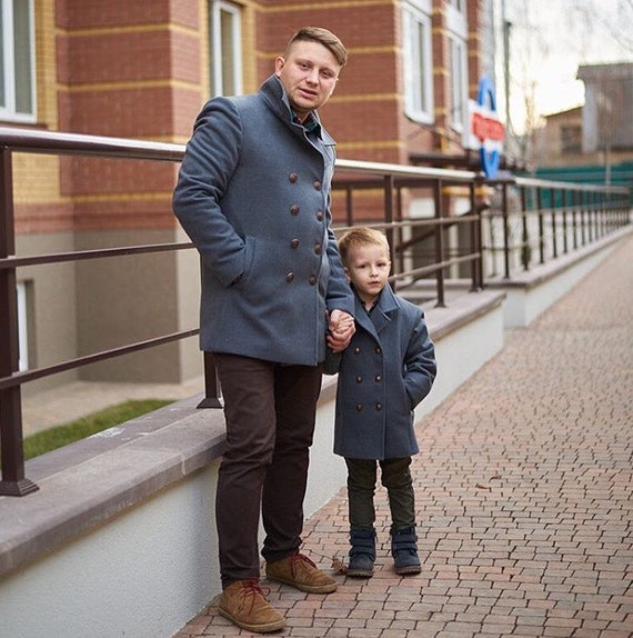 Matching clothes outerwear Father son matching coats Grey | Etsy