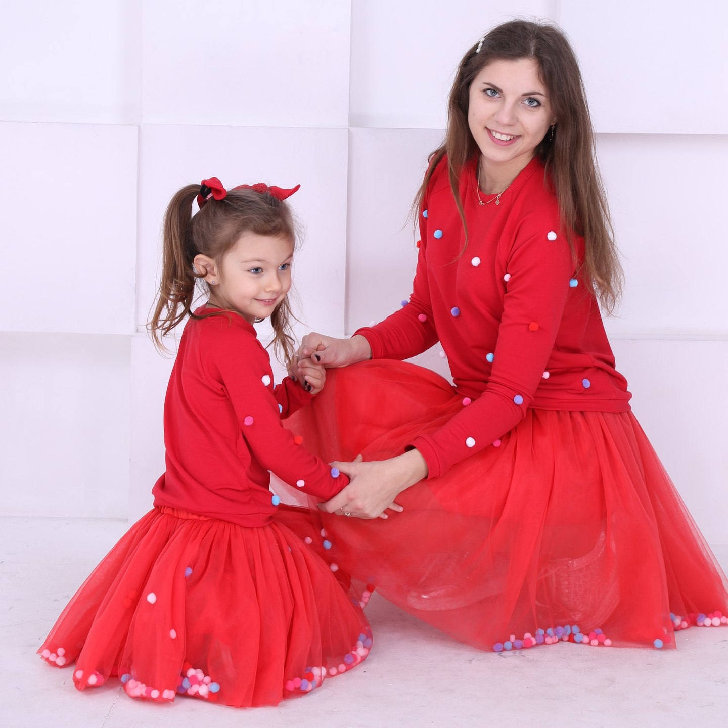 Mother and Daughter Matching Dresses Mommy and Me Outfit Red Etsy