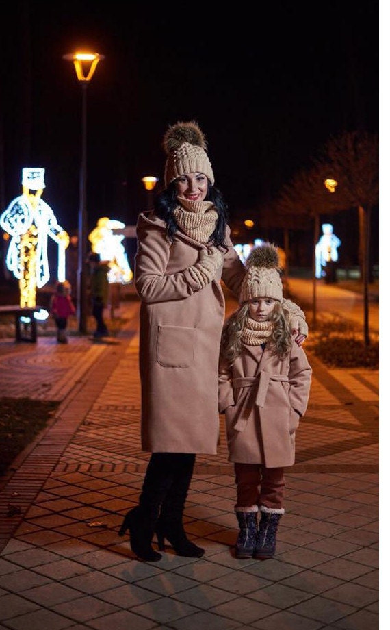 mother and daughter matching coats
