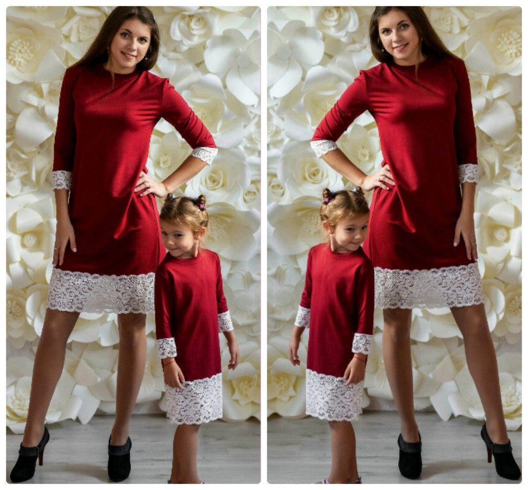Mother and Daughter Matching Dresses, Family Outfit Warm Jersey Dresses ...