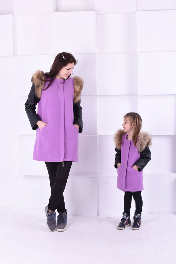 mother and daughter matching coats
