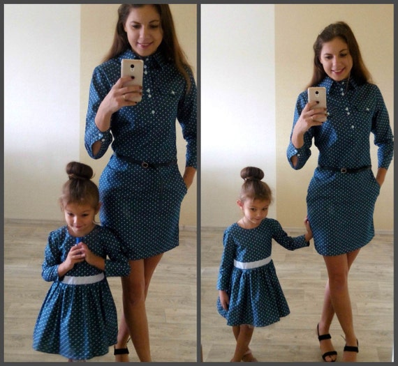 mother daughter matching denim dress