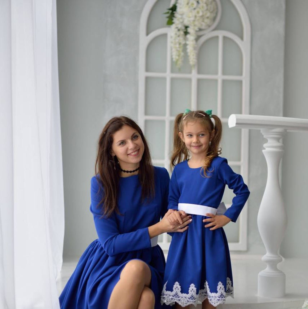 Blue Mother Daughter Matching Dresses, Different Colors Mommy and Me ...