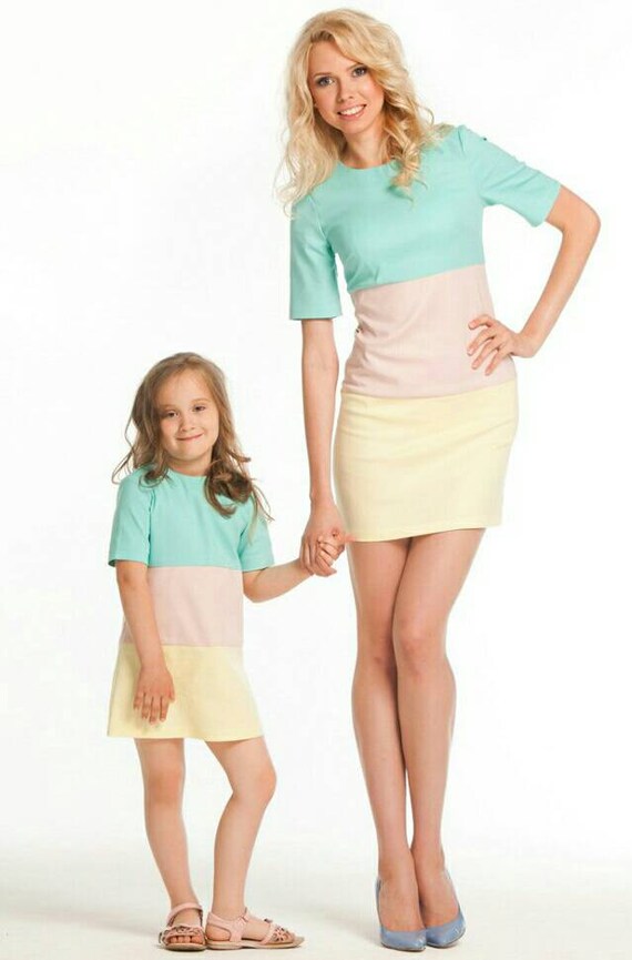 Mère fille assortie robes maman et moi tenue coton Mini robe Etsy