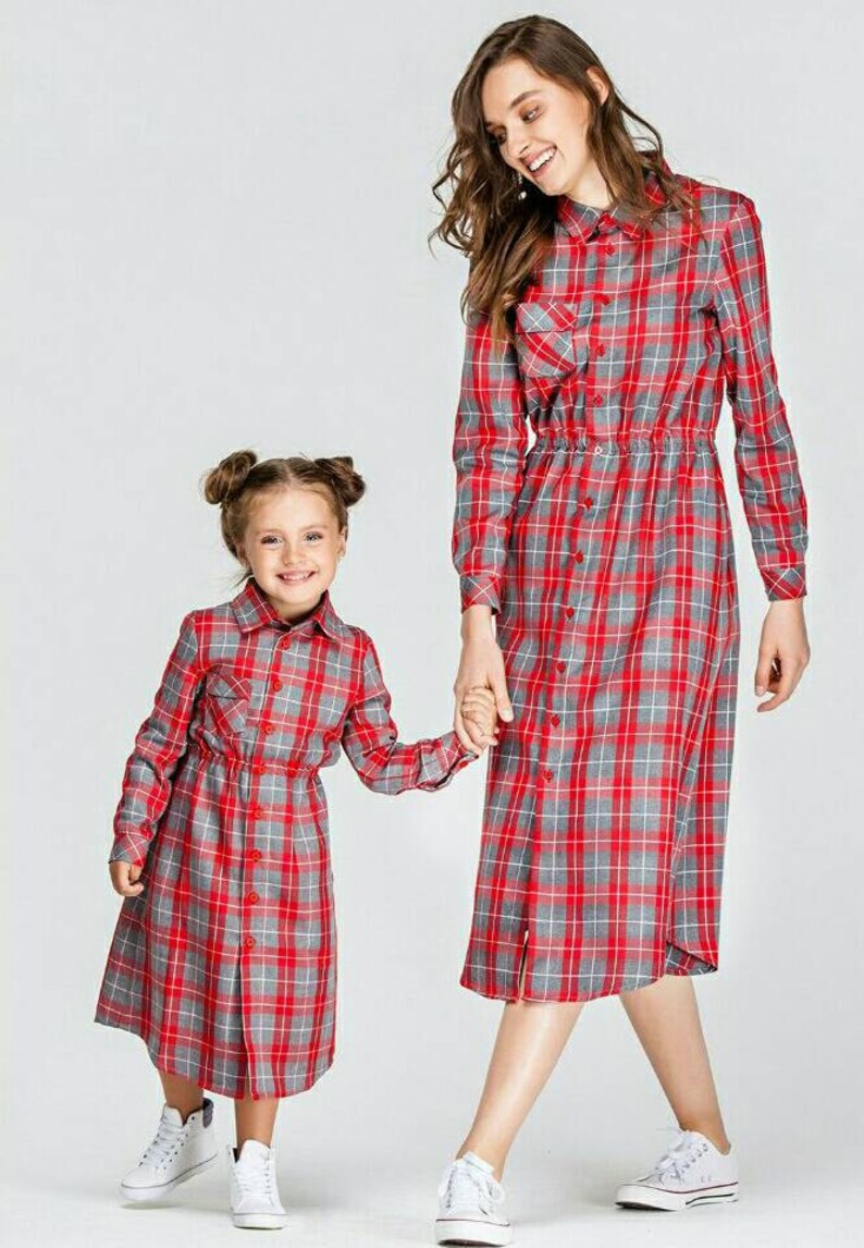 Matching dresses Mother daughter plaid dress tartan shirt Etsy