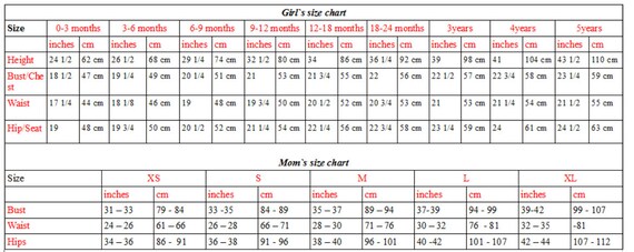 Pink Blush Size Chart