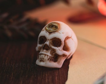 Third eye Human Skull bead for dreadlocks hair braiding and beard, resin replica hand painted