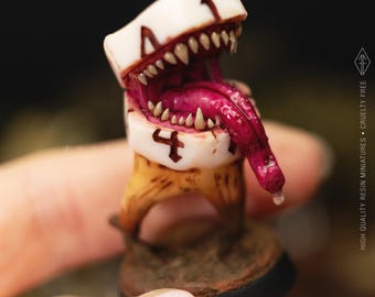 Miniatur-Würfel in Form von Mimikzähnen aus Kunstharz, für Rollenspiele, Fantasy, Horror und Grimdark, Spielleitergeschenk, Nerds und Geeks, handbemalt