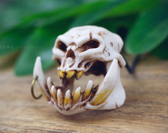 Ogre skull necklace, world of warcraft inspired, resin replica hand painted, shaman larp tribal fantasy