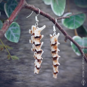 Snake Vertebrae earrings, resin replica hand painted, gothic witch shaman viking tribal