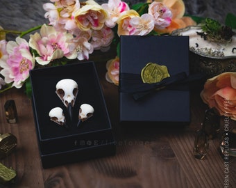 GIFT KIT - Crow skull pin and cufflinks, resin replica hand painted, groom gift goth viking