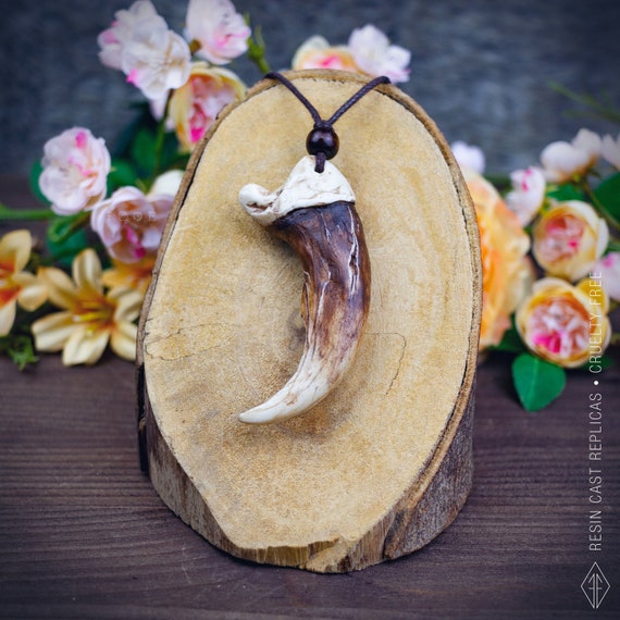 Bear Claw Necklace, Resin Replica Hand Painted, Shaman