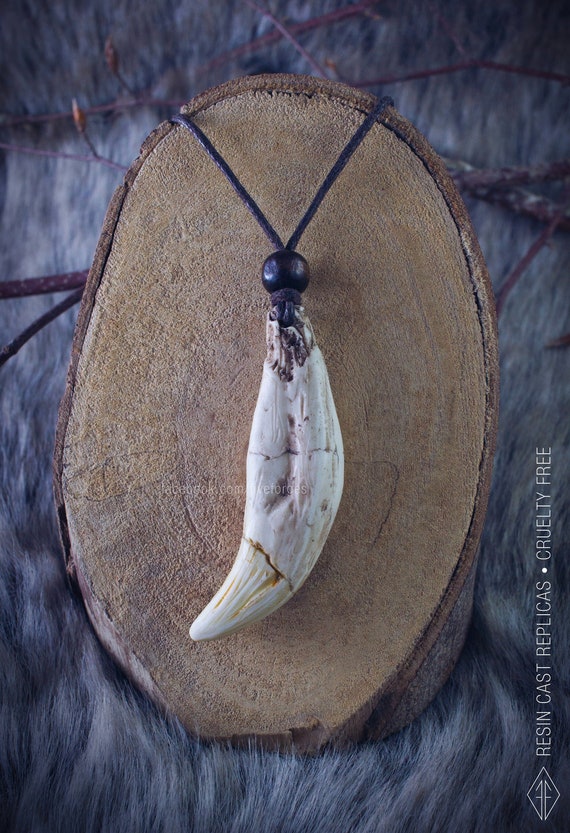 Bear Tooth Necklace Resin Replica Hand Painted Shaman Gothic Etsy
