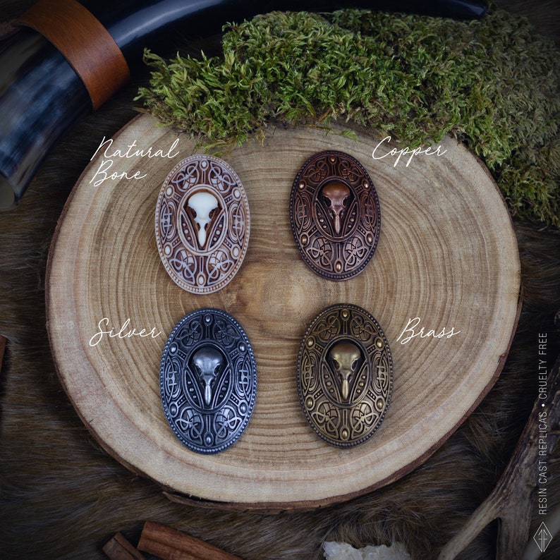 Brooch color available: Natural bone white, Copper, silver and brass.