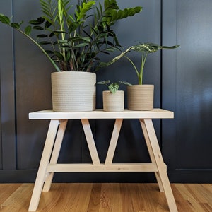 Farmhouse narrow bench | Japandi | rustic furniture | Vintage Entryway bench | End Table | Nightstand | bathroom | porch | foyer | plants